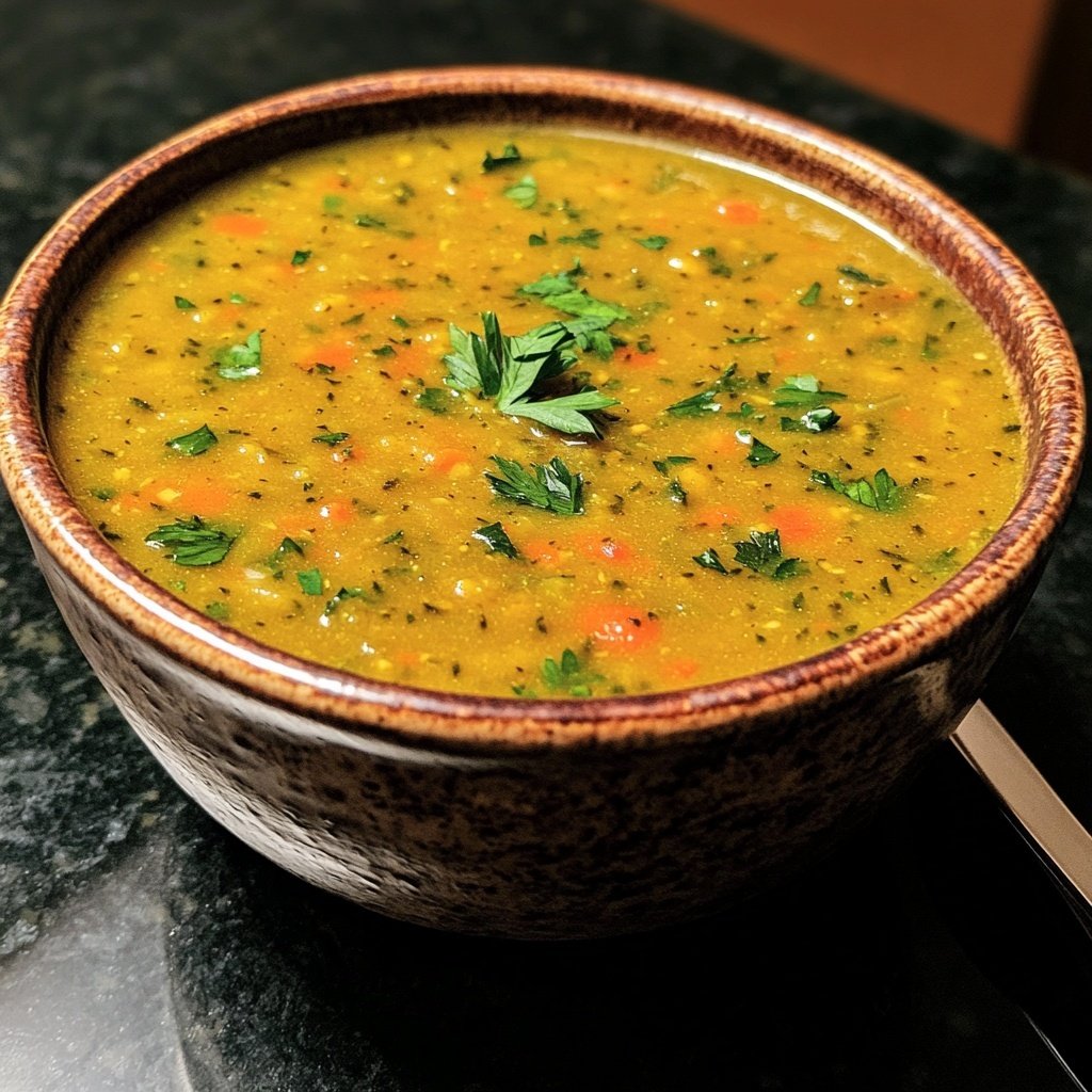 Linsensuppe mit Petersilie