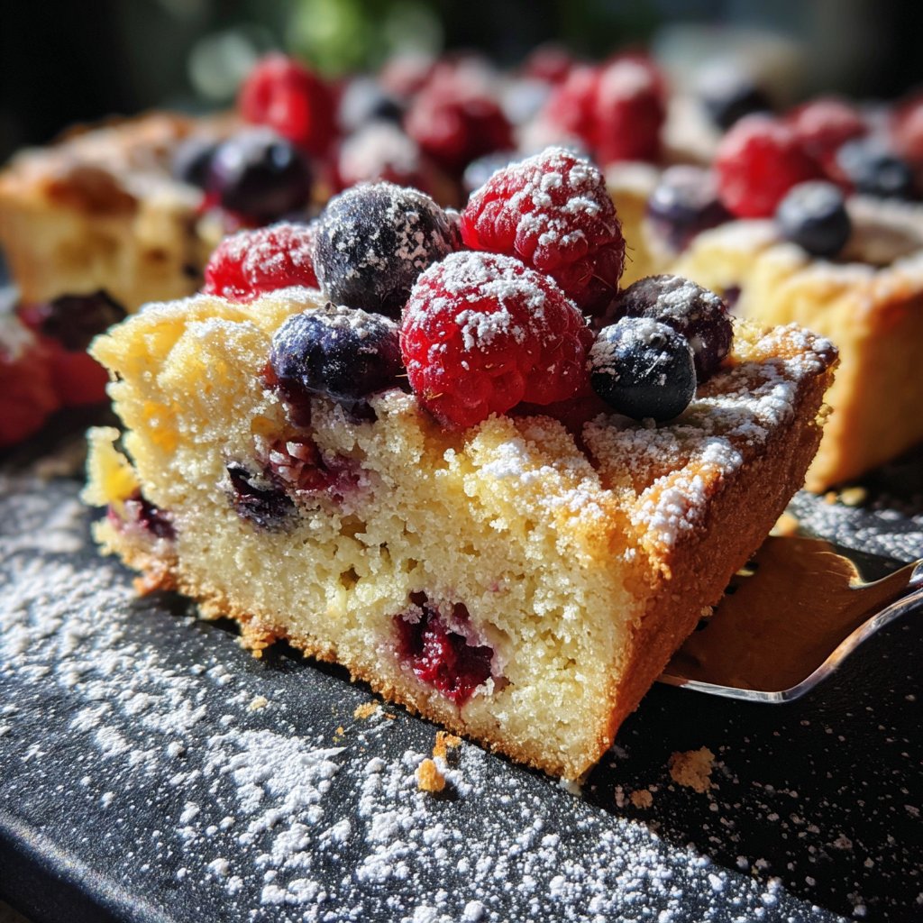 Blechkuchen mit Vanillepudding und Beeren