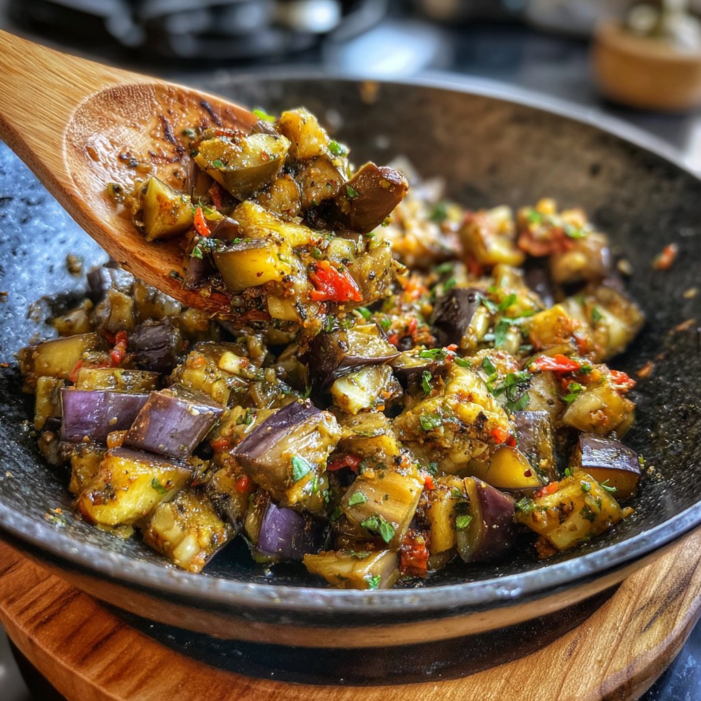 Auberginenpfanne orientalisch mit Kreuzkümmel