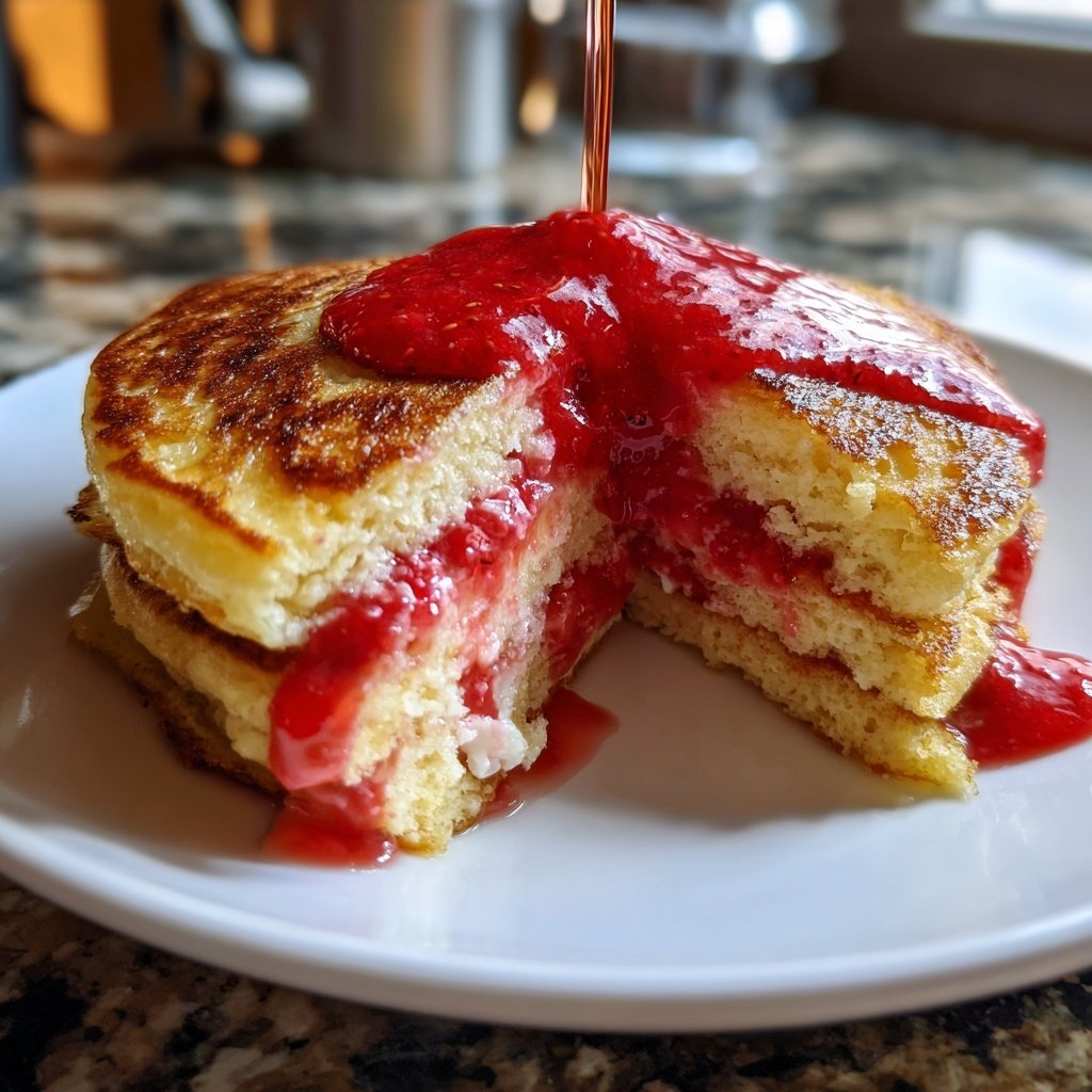 Pfannkuchen mit Erdbeerquark